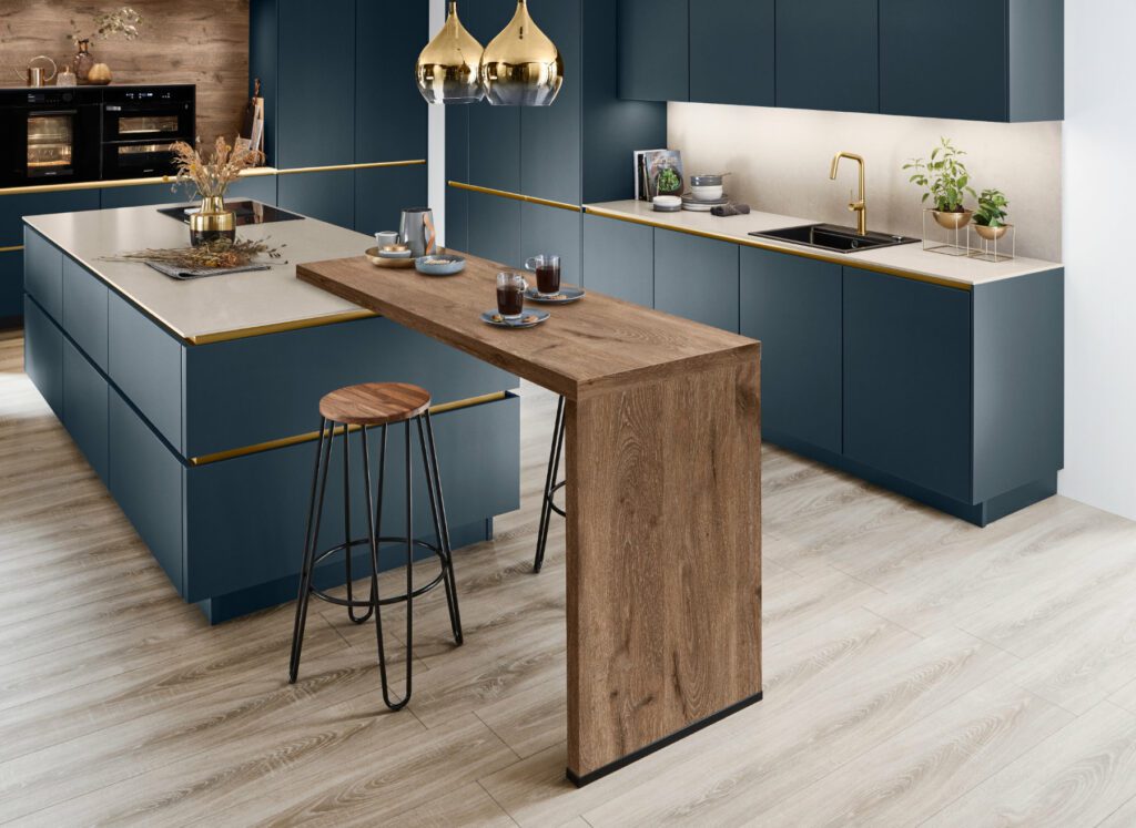 Nobilia Teal Matt Handleless Kitchen With Island 2 | Kutchenhaus, Guildford